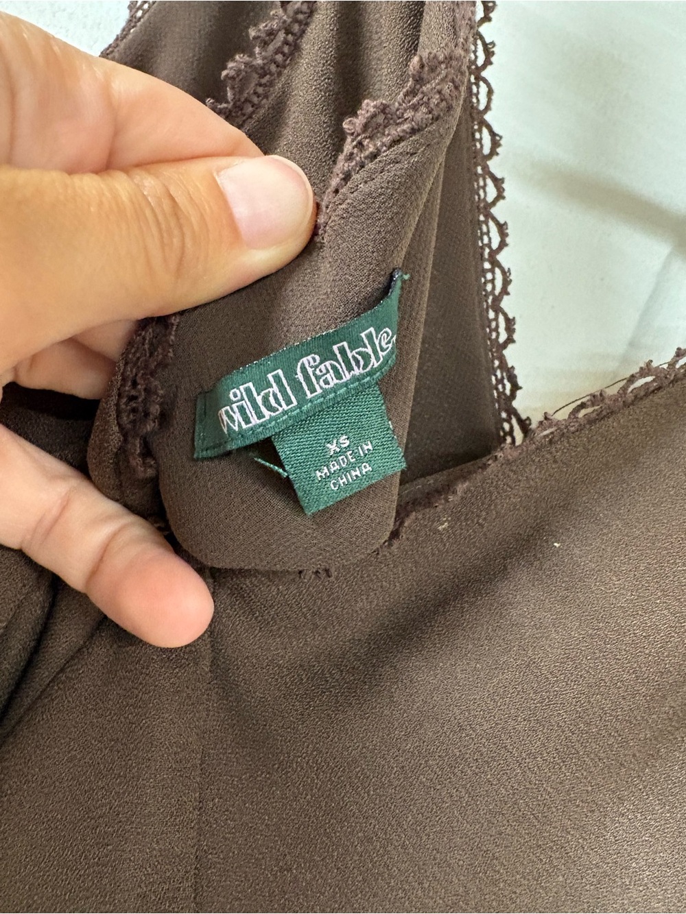 Wild Fable Brown V-Neck Midi Dress with Lace Detail - Picture 5 of 7